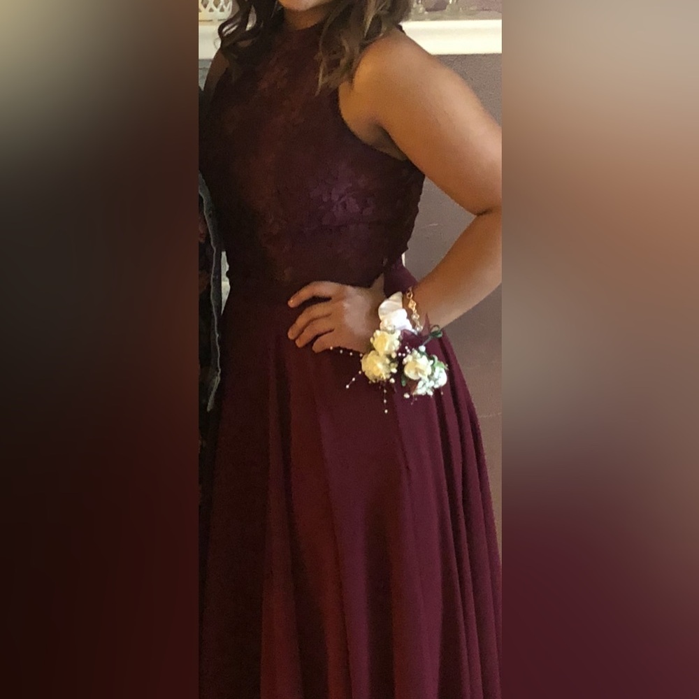Clarisse burgundy 2 piece prom/formal dress